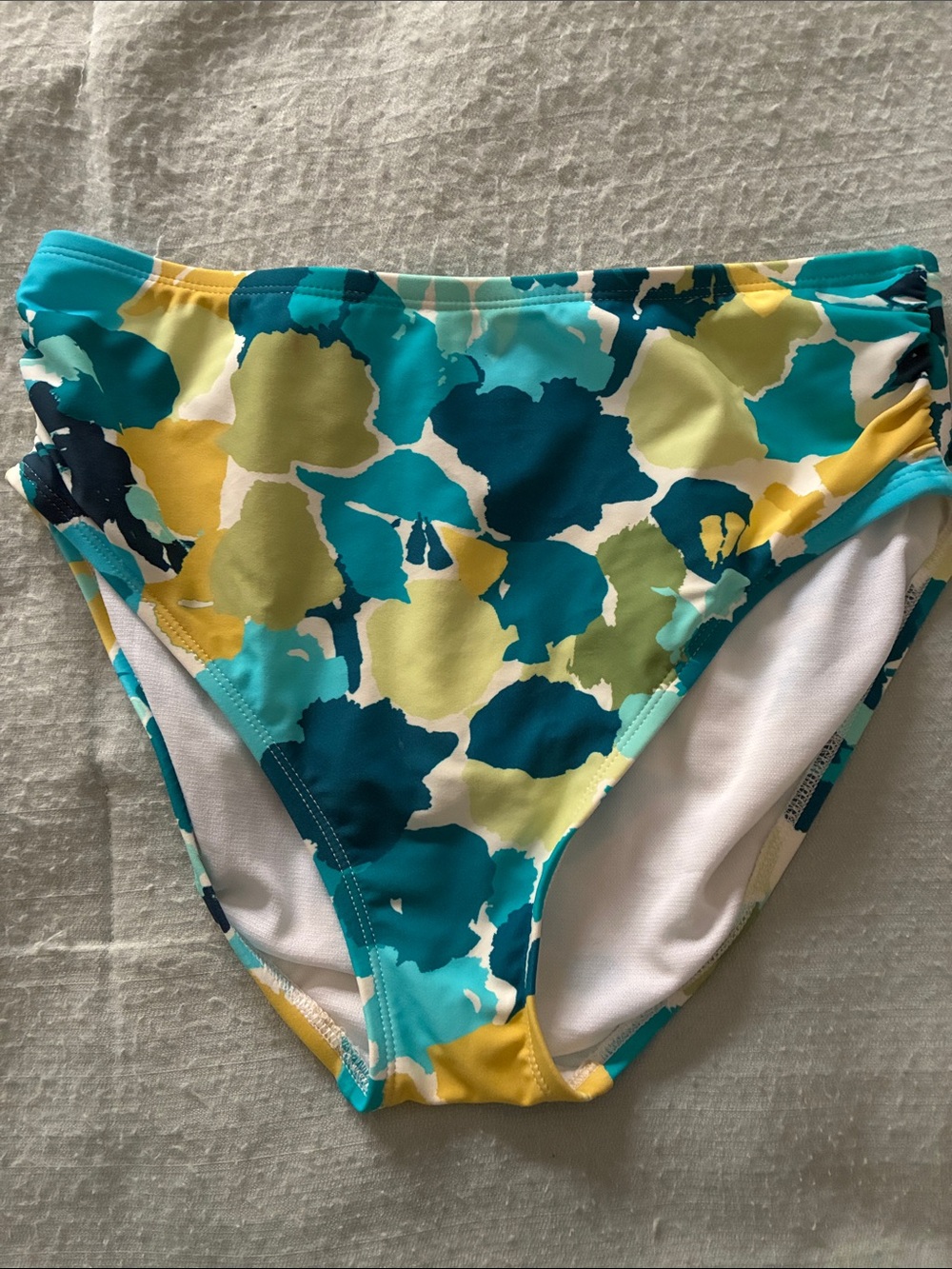 US Urban Sea Women's Floral Print Bikini Bottoms in Teal & Yellow